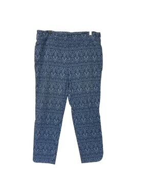 Soft Surroundings Crop Pants Womens 1X Blue Floral Ankle Pull On Slimming 36x27